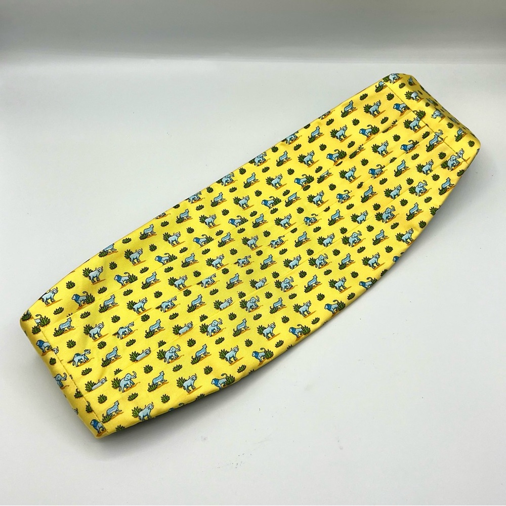 Bird Dog Bay Handmade 100% Silk Multicolor Double-Sided Pattern Cummerbund